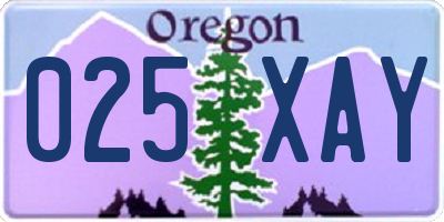 OR license plate 025XAY