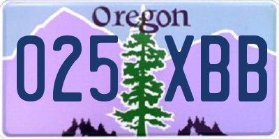 OR license plate 025XBB
