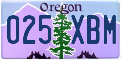 OR license plate 025XBM