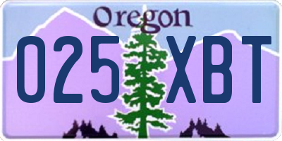 OR license plate 025XBT