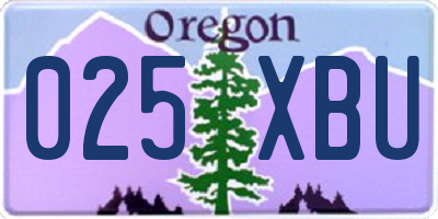 OR license plate 025XBU