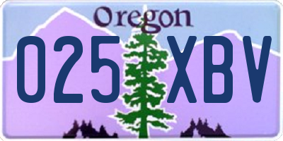 OR license plate 025XBV