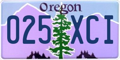OR license plate 025XCI