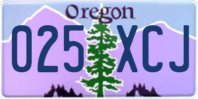 OR license plate 025XCJ