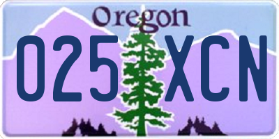 OR license plate 025XCN