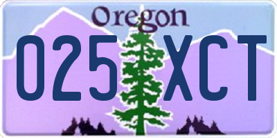 OR license plate 025XCT