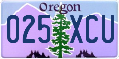 OR license plate 025XCU