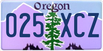 OR license plate 025XCZ