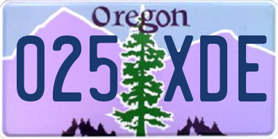 OR license plate 025XDE