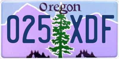 OR license plate 025XDF