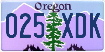 OR license plate 025XDK
