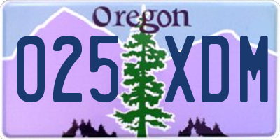 OR license plate 025XDM