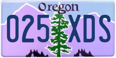 OR license plate 025XDS