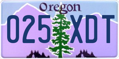 OR license plate 025XDT