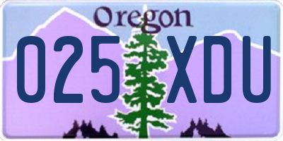 OR license plate 025XDU