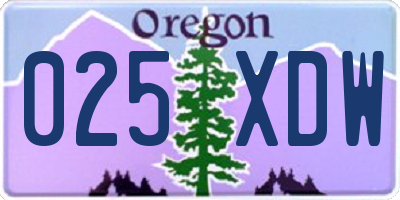 OR license plate 025XDW