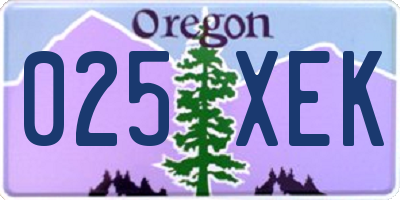 OR license plate 025XEK