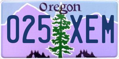 OR license plate 025XEM