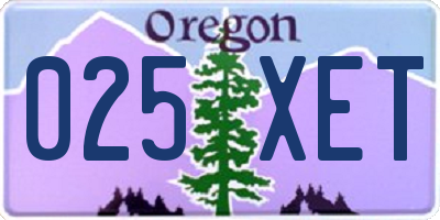 OR license plate 025XET