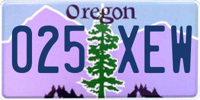 OR license plate 025XEW