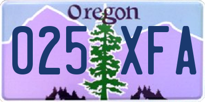 OR license plate 025XFA