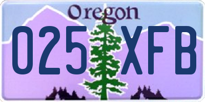 OR license plate 025XFB