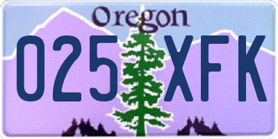 OR license plate 025XFK