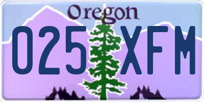 OR license plate 025XFM