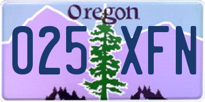 OR license plate 025XFN