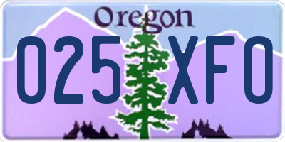 OR license plate 025XFO