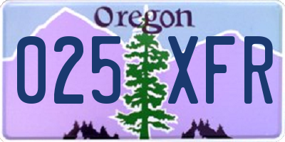 OR license plate 025XFR