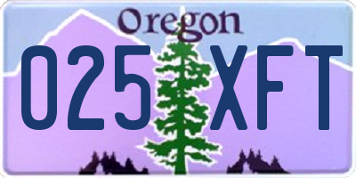 OR license plate 025XFT