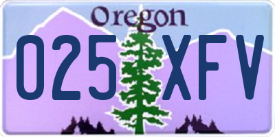 OR license plate 025XFV