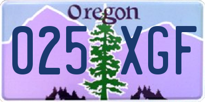 OR license plate 025XGF