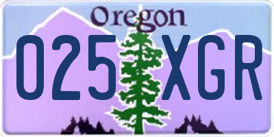 OR license plate 025XGR