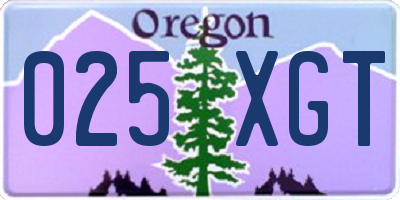 OR license plate 025XGT