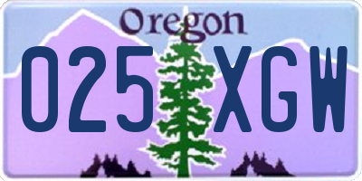 OR license plate 025XGW