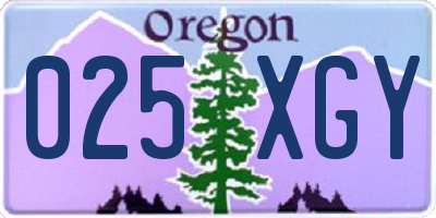 OR license plate 025XGY