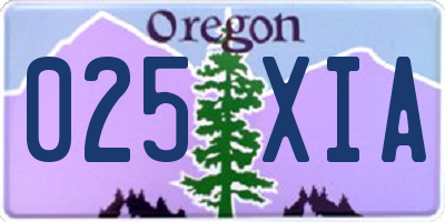 OR license plate 025XIA