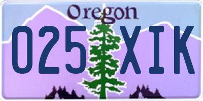 OR license plate 025XIK