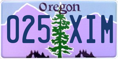 OR license plate 025XIM
