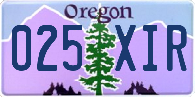 OR license plate 025XIR