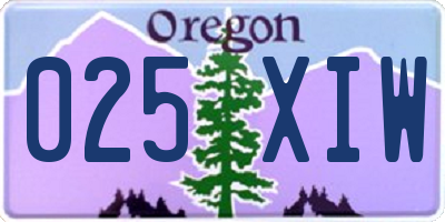 OR license plate 025XIW
