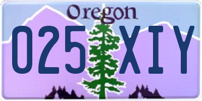 OR license plate 025XIY