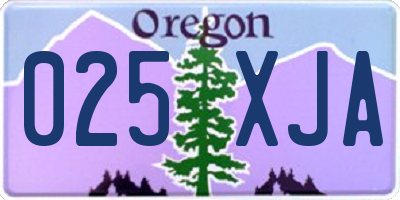 OR license plate 025XJA