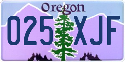 OR license plate 025XJF