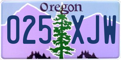 OR license plate 025XJW