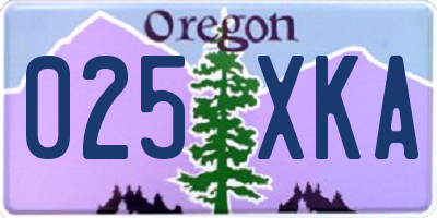 OR license plate 025XKA