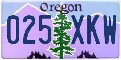 OR license plate 025XKW
