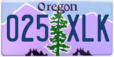 OR license plate 025XLK